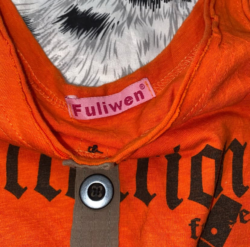 Y2K J-Fashion Orange Guitar Babydoll Top Fairy Grunge Skulls Henley Mini Dress
