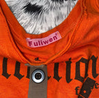 Y2K J-Fashion Orange Guitar Babydoll Top Fairy Grunge Skulls Henley Mini Dress