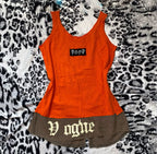 Y2K J-Fashion Orange Guitar Babydoll Top Fairy Grunge Skulls Henley Mini Dress