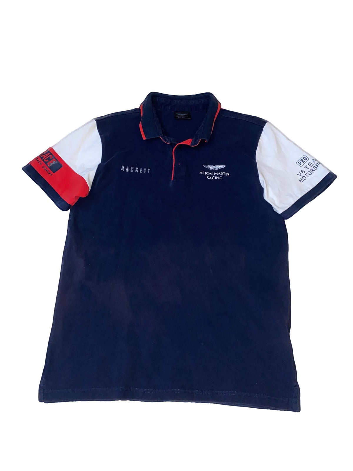 Hackett London Aston Martin Racing Colourblock Polo Shirt – Navy & White