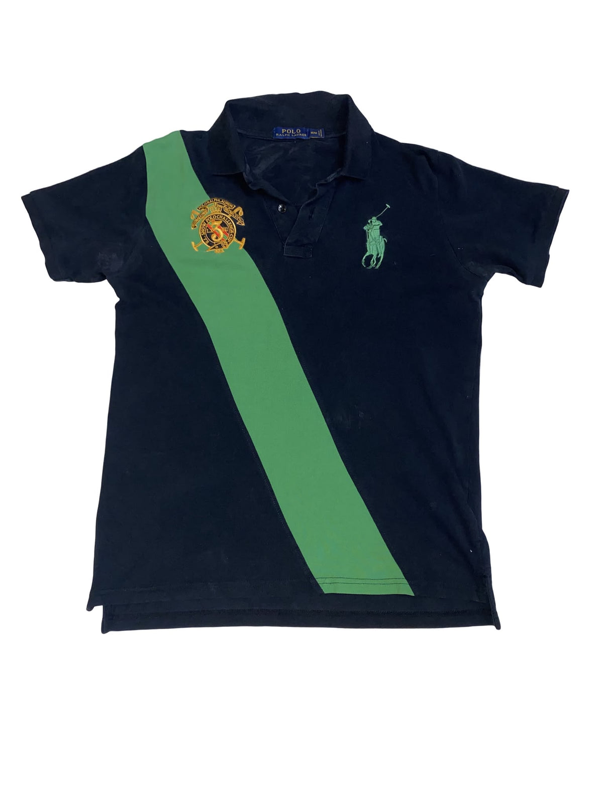 Ralph Polo Short Sleeve Black and Green Striped