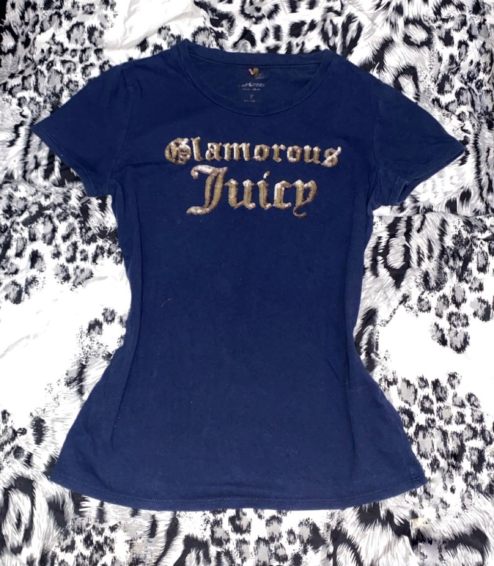 Juicy Couture Sequined Graphic T-Shirt – Dark Navy
