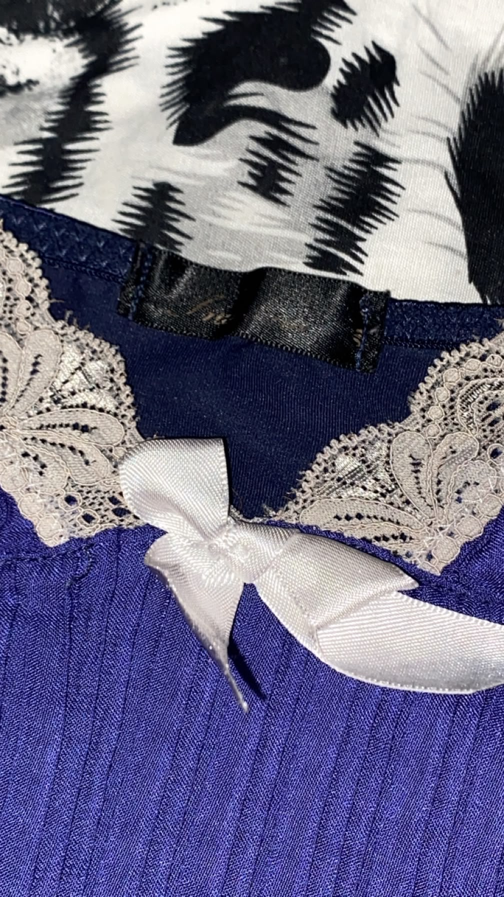 Lace Trim Pleated Polka Dot Cami Top – Royal Blue