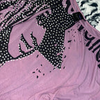 Jomana Collection Rhinestone Graphic Cutout Top – Dusty Purple