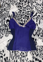 Lace Trim Pleated Polka Dot Cami Top – Royal Blue