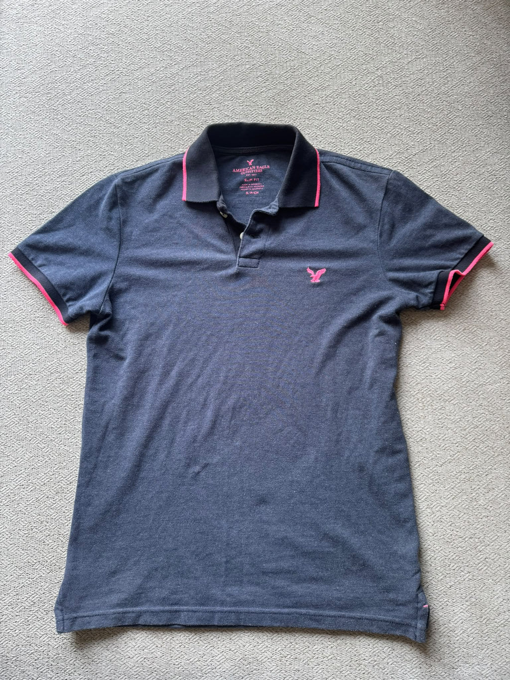 American Eagle Tipped Polo Shirt – Charcoal Heather